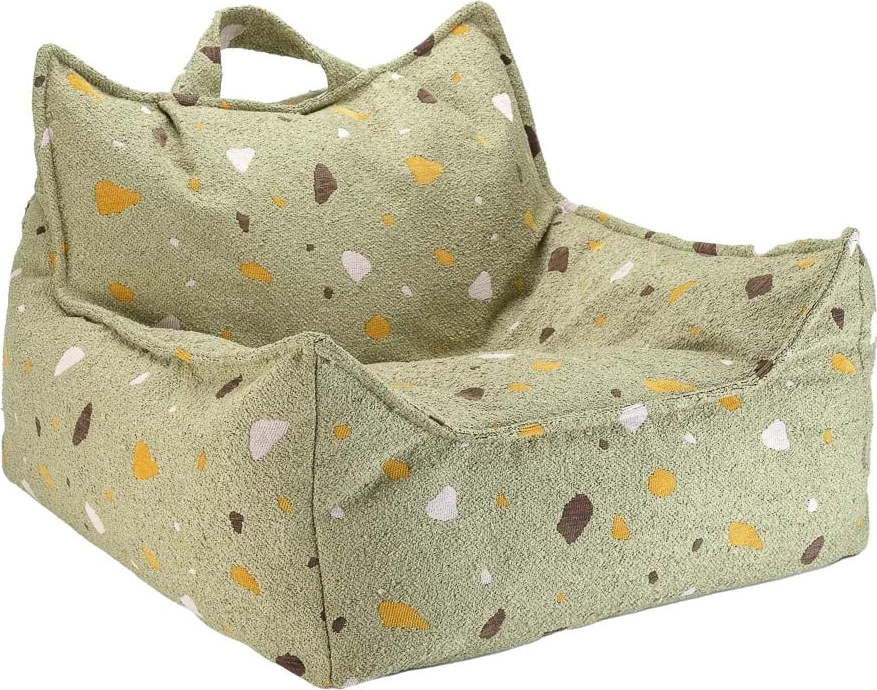 Zelený dětský sedací vak z textilie bouclé/žinylkový Terrazzo Chair – Wigiwama Wigiwama