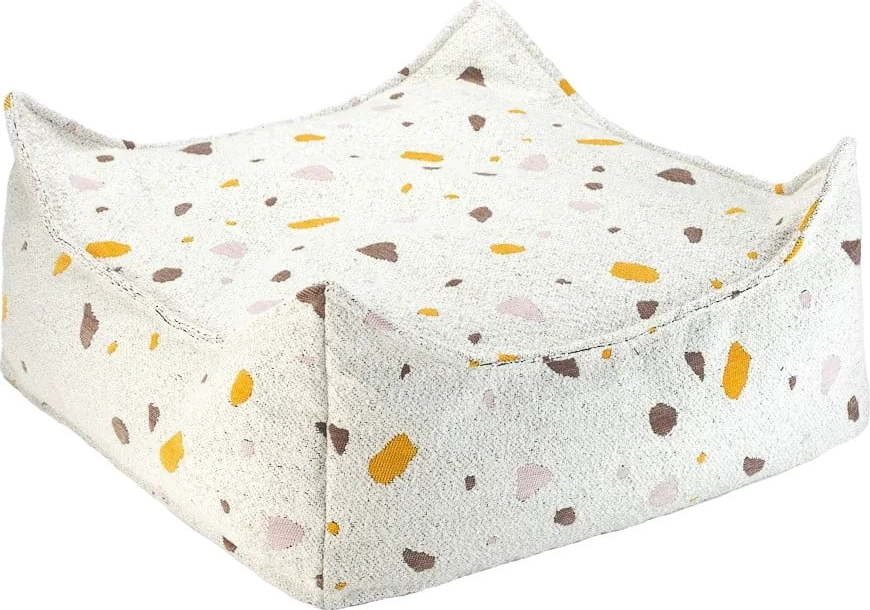 Bílý dětský sedací vak z textilie bouclé/žinylkový Terrazzo Square – Wigiwama Wigiwama
