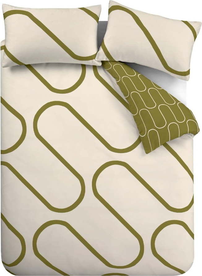 Khaki/béžové povlečení na jednolůžko 135x200 cm Linear Curve – Catherine Lansfield Catherine Lansfield