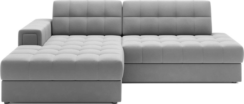 Šedá sametová rozkládací rohová pohovka (levý roh/s lenoškou) Blezalt – ELTAP ELTAP