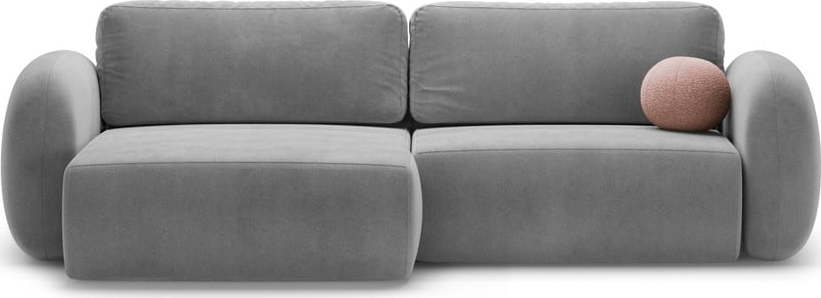 Tmavě šedá sametová rozkládací/s úložným prostorem rohová pohovka Tonale – Cosmopolitan Design Cosmopolitan design