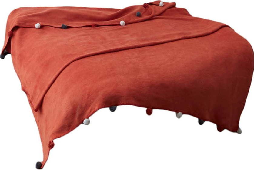 Fleecový přehoz v cihlové barvě 200x220 cm Pom Pom – Mijolnir Mijolnir