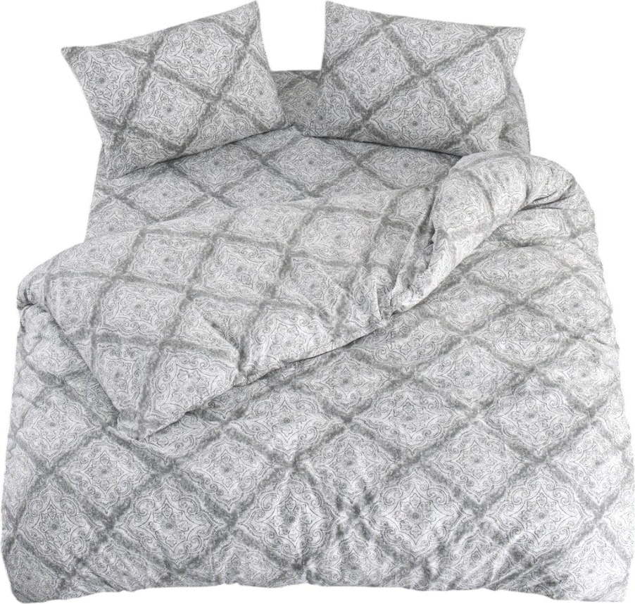 Šedé povlečení na dvoulůžko/prodloužené s prostěradlem/4dílné 200x220 cm Geometric – Mila Home Mila Home