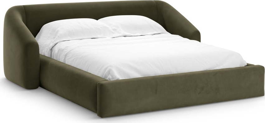 Zelená čalouněná dvoulůžková postel s úložným prostorem s roštem 140x200 cm Campi – Cosmopolitan Design Cosmopolitan design
