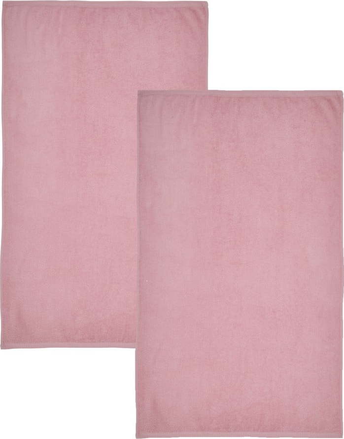 Růžové rychleschnoucí/froté bavlněné osušky v sadě 2 ks 90x140 cm Quick Dry – Catherine Lansfield Catherine Lansfield