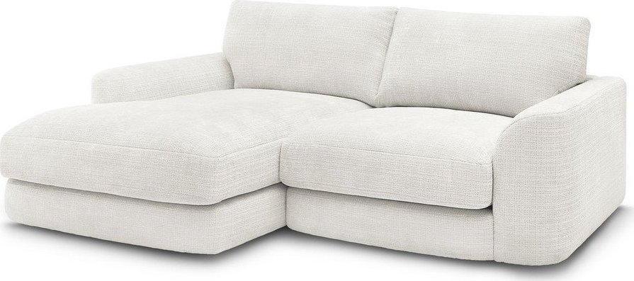 Bílá žinylková rohová pohovka (levý roh/s lenoškou) Leonore – Bobochic Paris Bobochic Paris