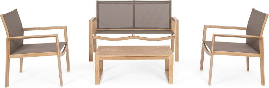 Hliníkový zahradní lounge set v přírodní barvě pro 4 Kallen – Bizzotto Bizzotto
