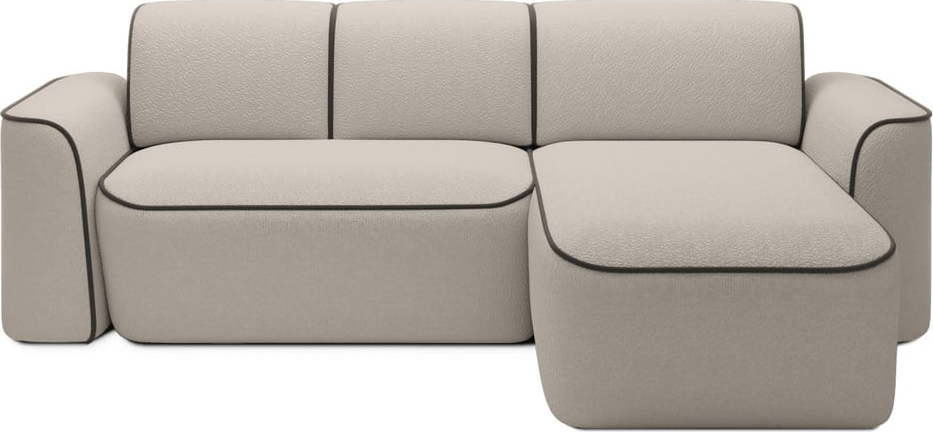 Béžová rohová pohovka z textilie bouclé (pravý roh/s lenoškou) Ume – ELTAP ELTAP