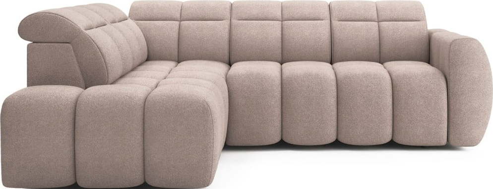 Světle hnědá rozkládací/s úložným prostorem rohová pohovka z textilie bouclé (levý roh/do L) Falconn – ELTAP ELTAP