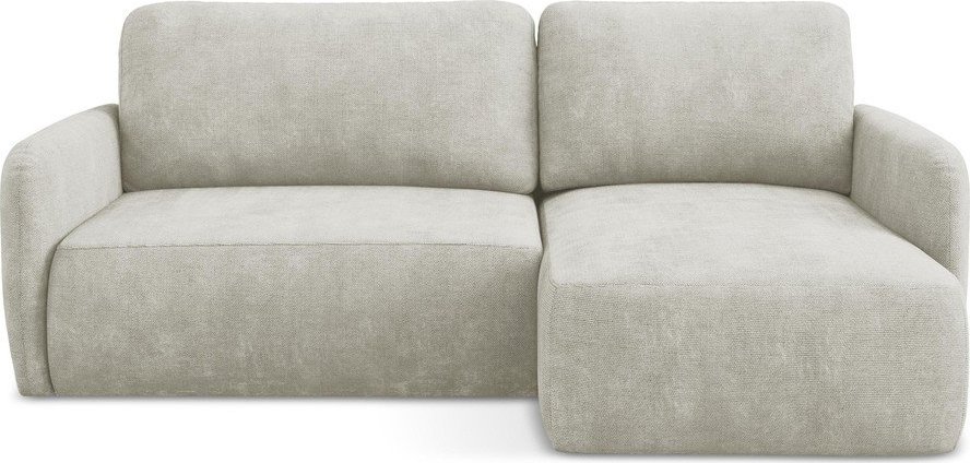 Krémová žinylková rozkládací/s úložným prostorem rohová pohovka (pravý roh/s lenoškou) Lilo – Makamii Makamii