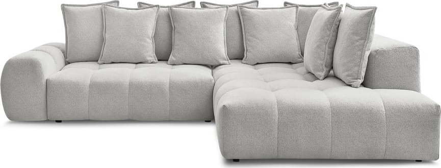 Světle šedá žinylková rozkládací/s úložným prostorem rohová pohovka (pravý roh/do L) Everest – Bobochic Paris Bobochic Paris