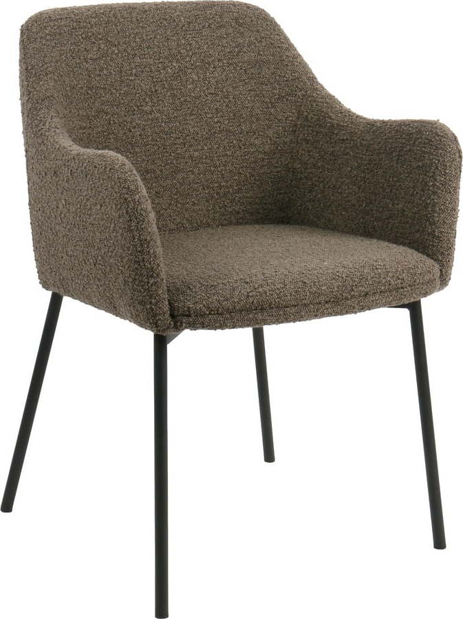 Hnědé čalouněné jídelní křeslo s područkami Melilla – House Nordic House Nordic