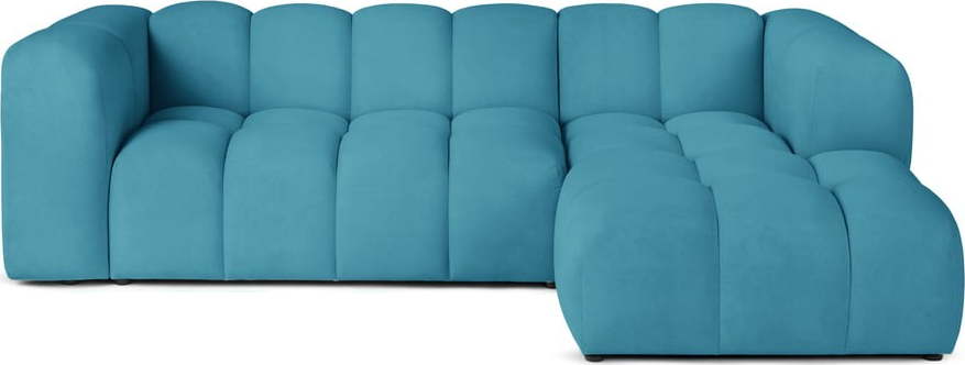 Tyrkysová sametová rohová pohovka (pravý roh/s lenoškou) Cube – Bonami Selection Bonami Selection