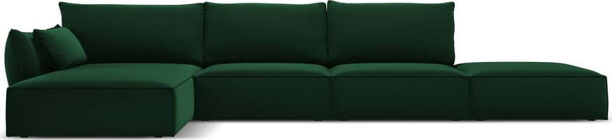 Tmavě zelená sametová rohová pohovka (levý roh/s lenoškou) Vanda – Mazzini Sofas Mazzini Sofas