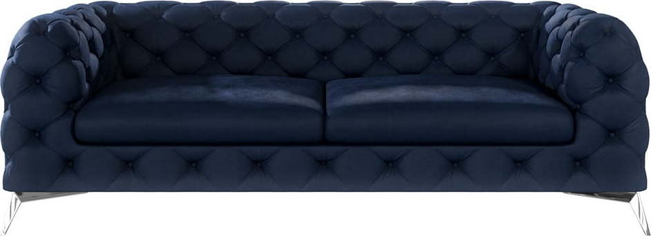 Tmavě modrá sametová pohovka 225 cm Chelsea – Ropez Ropez