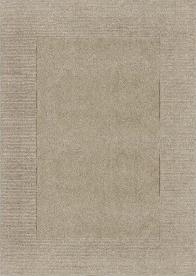 Béžový ručně tkaný vlněný koberec 300x400 cm Textured Wool Border – Flair Rugs Flair Rugs