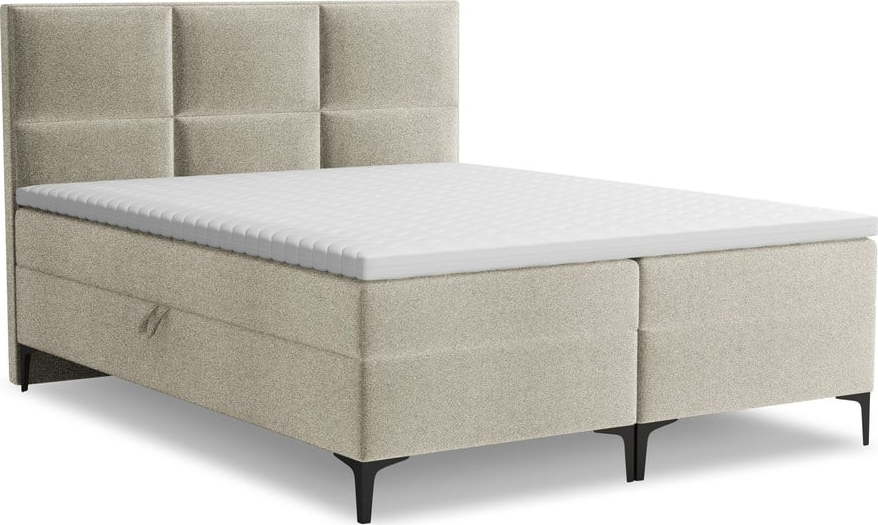 Taupe boxspring postel s úložným prostorem 140x200 cm Pakalana – Makamii Makamii