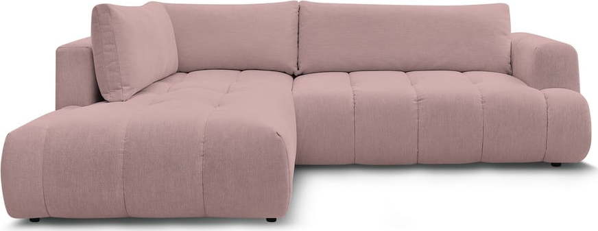 Růžová rozkládací/s úložným prostorem rohová pohovka (levý roh/do L) Fuji – Bobochic Paris Bobochic Paris