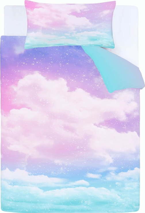 Modré/růžové dětské povlečení na dvoulůžko 200x200 cm Ombre Rainbow Clouds – Catherine Lansfield Catherine Lansfield