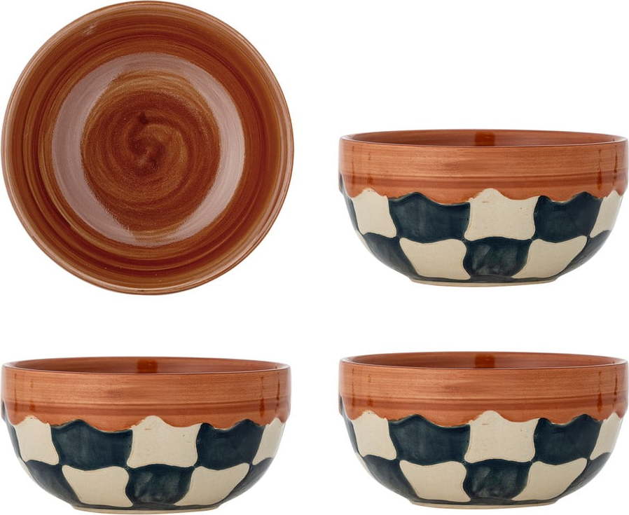 Misky v sadě 4 ks z kameniny 590 ml Check – Bloomingville Bloomingville