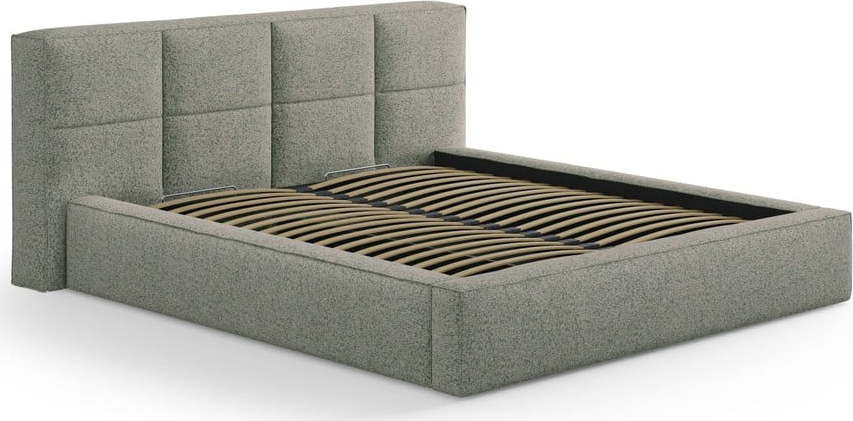 Zelená čalouněná dvoulůžková postel s úložným prostorem s roštem 140x200 cm Simon Darren – Micadoni Micadoni