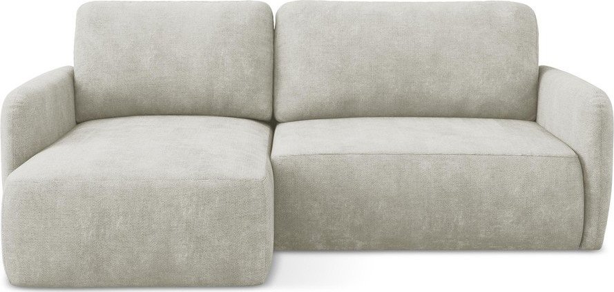 Krémová žinylková rozkládací/s úložným prostorem rohová pohovka (levý roh/s lenoškou) Lilo – Makamii Makamii