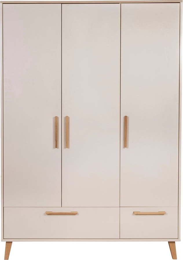 Krémová/v přírodní barvě dětská šatní skříň v dekoru dubu 138x200x55 cm Jil – Roba Roba