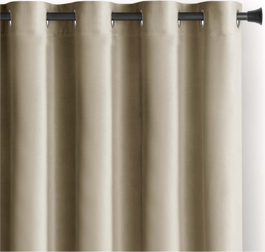 Hnědý/béžový sametový dimout závěs 140x245 cm Eyelets – Restilo Restilo