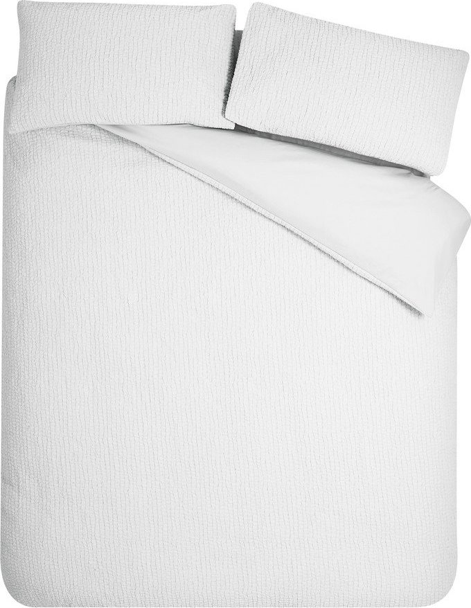 Bílé krepové povlečení na dvoulůžko 200x200 cm Crinkle Seersucker – Catherine Lansfield Catherine Lansfield
