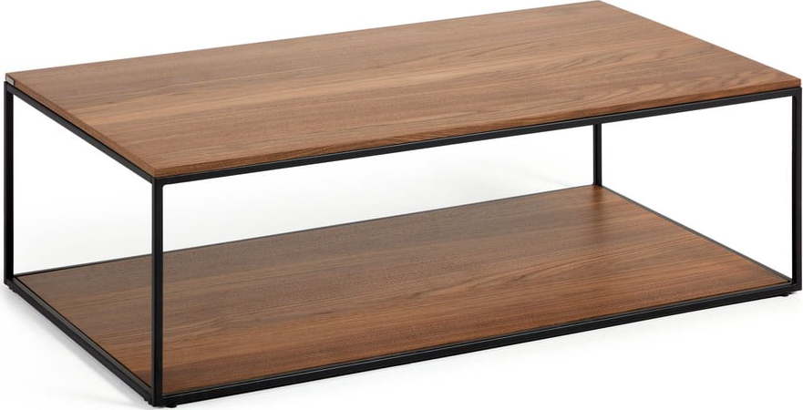 Konferenční stolek v tmavě přírodní barvě s deskou v dekoru ořechového dřeva 60x110 cm Yoana – Kave Home Kave Home