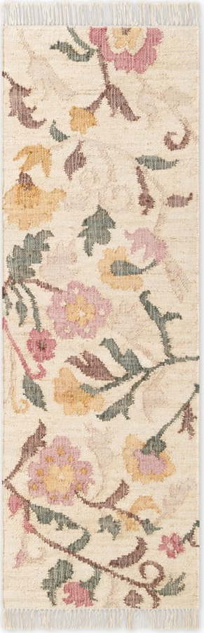 Krémový ručně tkaný jutový běhoun 80x200 cm Roya Violette – Elle Decoration Elle Decoration