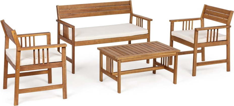 V tmavě přírodní barvě zahradní lounge set z masivu akácie pro 4 Noemi – Bizzotto Bizzotto