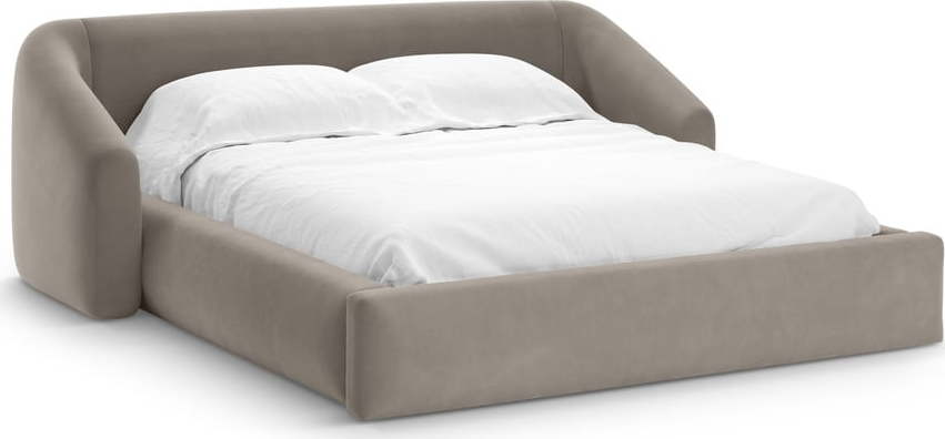 Světle hnědá čalouněná dvoulůžková postel s úložným prostorem s roštem 160x200 cm Campi – Cosmopolitan Design Cosmopolitan design