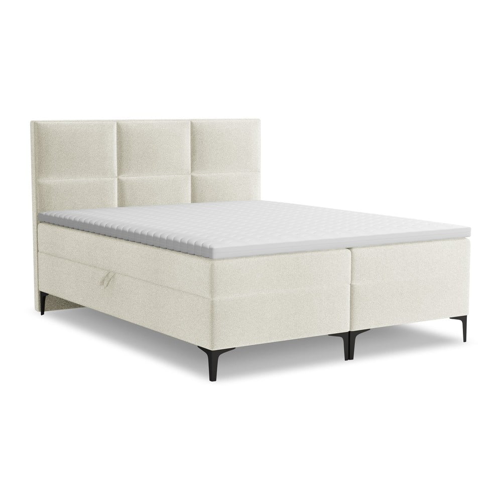 Béžová boxspring postel s úložným prostorem 140x200 cm Pakalana – Makamii Makamii