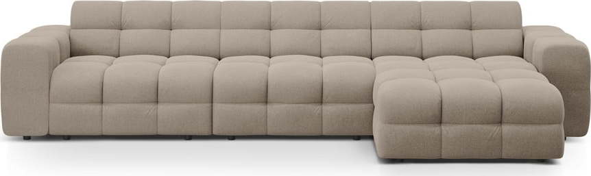 Hnědá rohová pohovka (pravý roh/s lenoškou) Kendal – Micadoni Micadoni