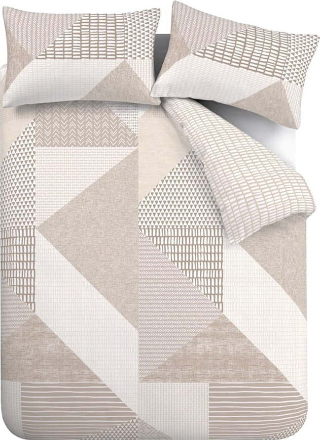 Béžové povlečení na dvoulůžko/prodloužené 230x220 cm Larsson Geo – Catherine Lansfield Catherine Lansfield