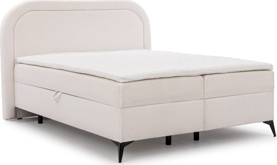 Bílá boxspring postel s úložným prostorem 140x200 cm Ornes – Ropez Ropez