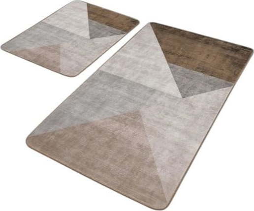 Šedo-hnědé sametové koupelnové předložky v sadě 2 ks 60x100 cm – Mila Home Mila Home
