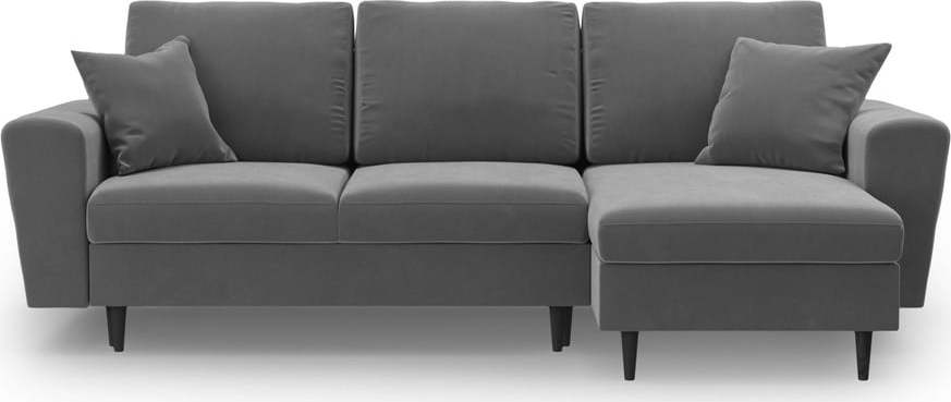 Světle šedá sametová rozkládací/s úložným prostorem rohová pohovka Kyoto – Cosmopolitan Design Cosmopolitan design