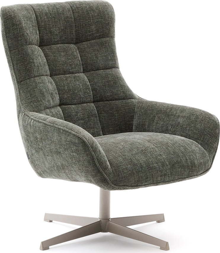 Otočné žinylkové křeslo šedozelené Teryl – Kave Home Kave Home