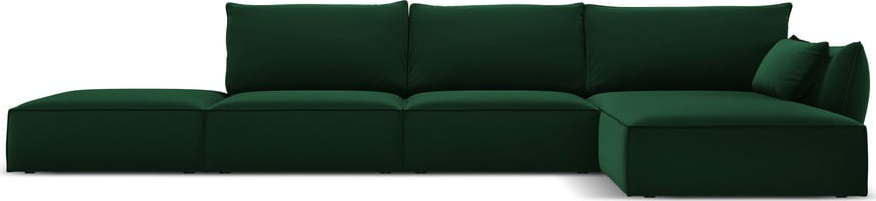 Tmavě zelená sametová rohová pohovka (pravý roh/s lenoškou) Vanda – Mazzini Sofas Mazzini Sofas