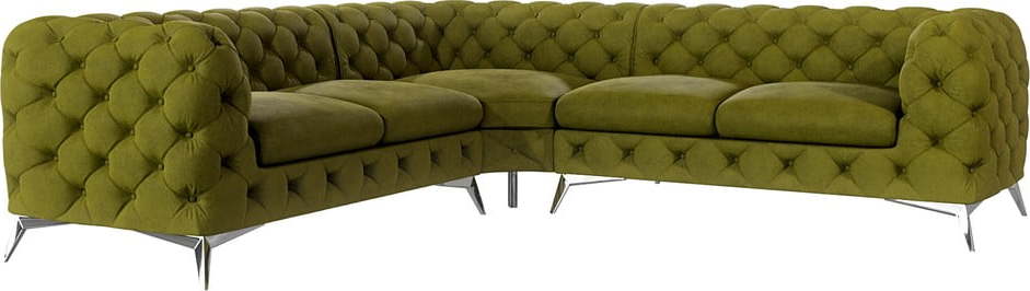 Zelená sametová rohová pohovka Chelsea – Ropez Ropez