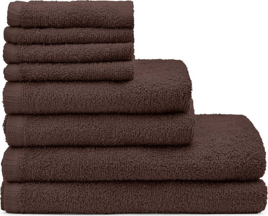 Hnědé rychleschnoucí/froté bavlněné ručníky a osušky v sadě 8 ks Quick Dry – Catherine Lansfield Catherine Lansfield