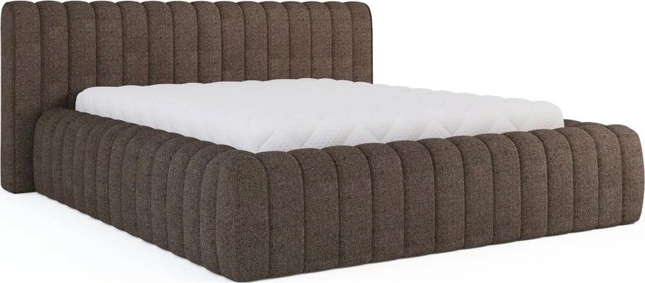 Hnědá čalouněná dvoulůžková postel s úložným prostorem s roštem 180x200 cm Carilla – ELTAP ELTAP