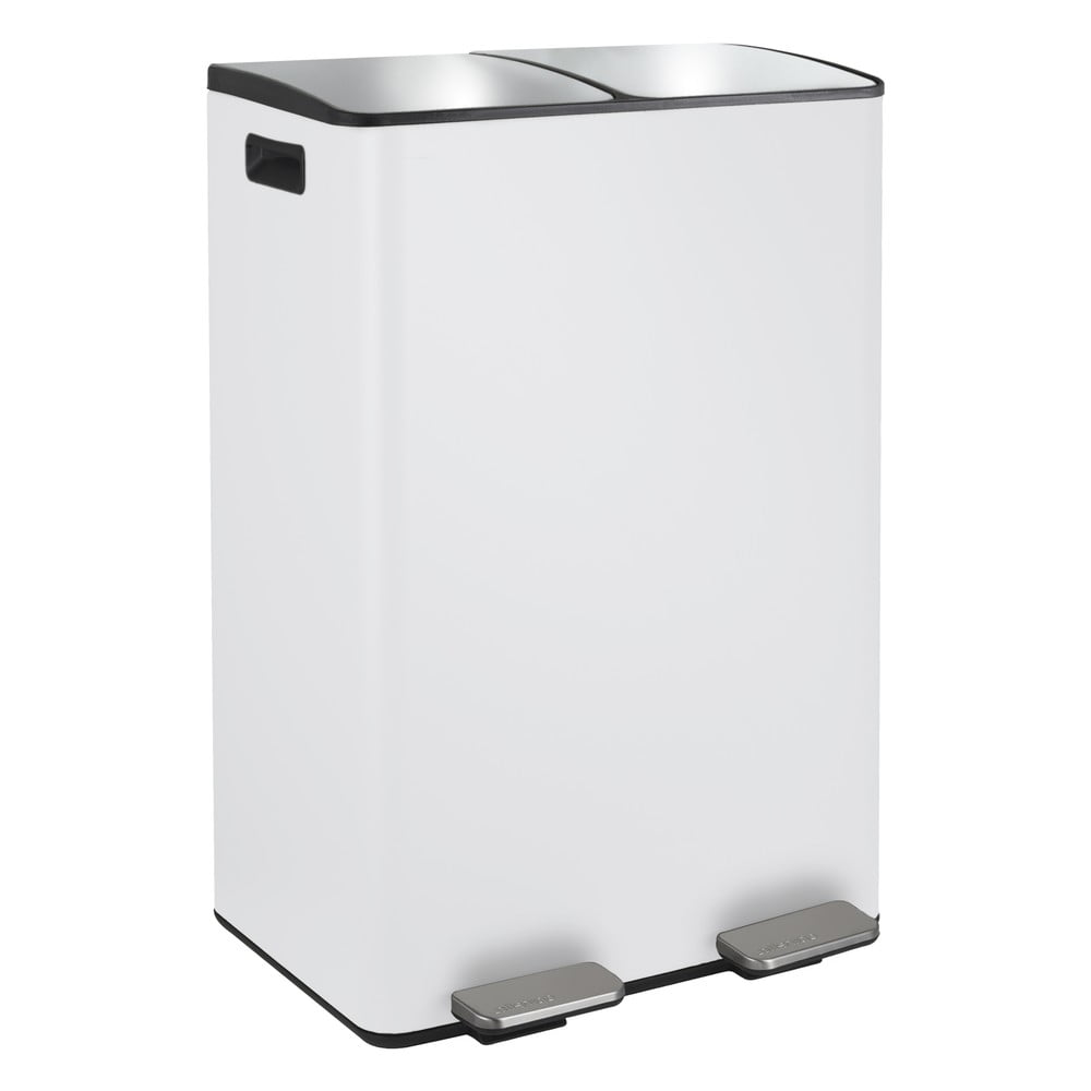 Matně bílý ocelový odpadkový koš 2x30 l na tříděný odpad/nášlapný Aliya – Spirella SPIRELLA