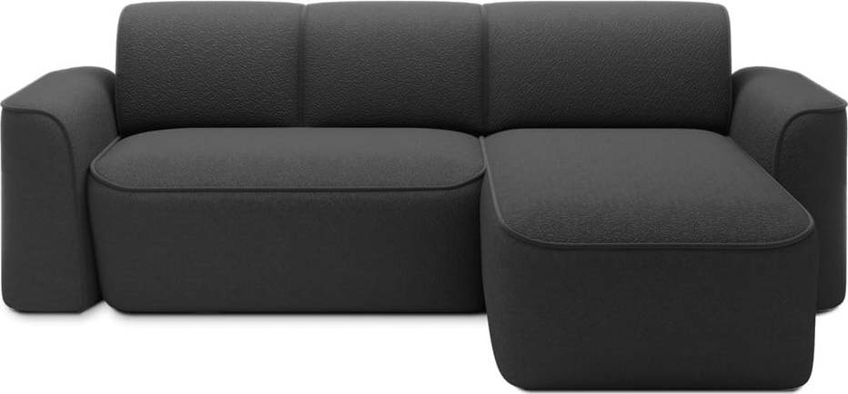 Antracitová rohová pohovka z textilie bouclé (pravý roh/s lenoškou) Ume – ELTAP ELTAP