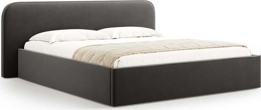 Černá čalouněná dvoulůžková postel s úložným prostorem s roštem 200x200 cm Elizabeth – Micadoni Micadoni