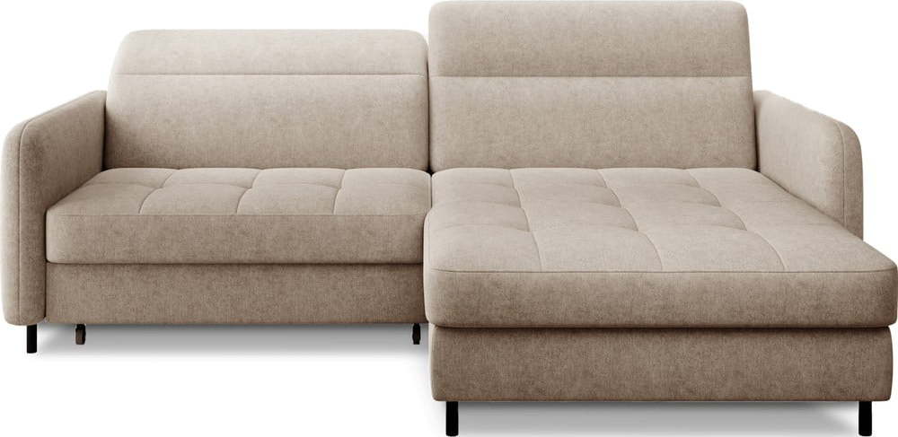 Béžová žinylková rozkládací/s úložným prostorem rohová pohovka (pravý roh/s lenoškou) Gomsi – ELTAP ELTAP