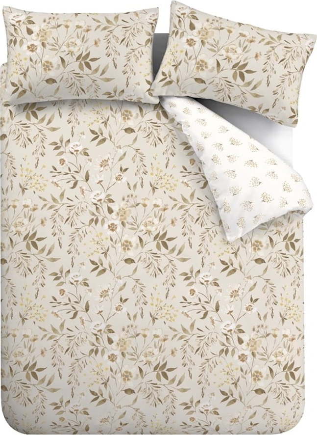 Bílé/béžové povlečení na dvoulůžko/prodloužené 230x220 cm Isadora Floral – Catherine Lansfield Catherine Lansfield