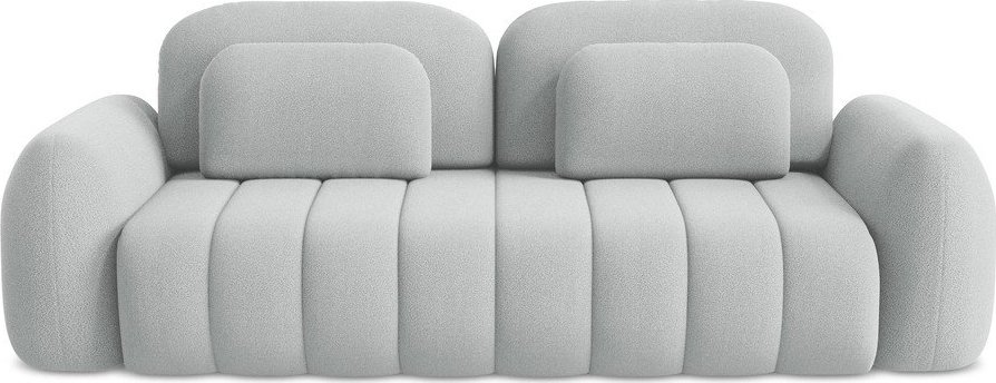 Světle šedá rozkládací/s úložným prostorem pohovka z textilie bouclé 266 cm Pele – Makamii Makamii